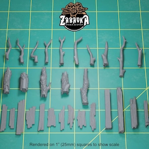 Wooden Elements (29 bit pack) | Sculpts by Zabavka Workshop | 28mm scale | Sci-Fi & Fantasy tabletop miniature Kitbash Base Bitz