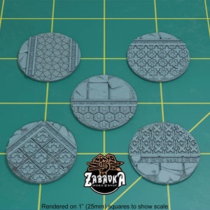 Castle Square Toppers for 32mm Plastic Bases (Set of 5) | Sculpts by Zabavka Workshop | Tabletop/RPG/Wargaming Miniature Bases/Basing