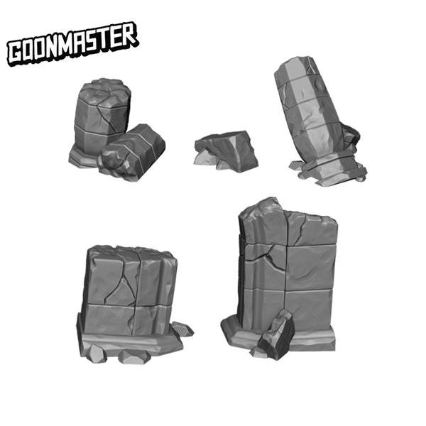 Base Bits - Building Ruins (5 bit pack) | Sculpts by GoonMaster | Sci-Fi & Fantasy tabletop miniature Kitbash Base Bits