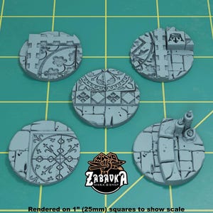 Adept Temple Toppers for 32mm Plastic Bases Set #2 (Set of 5) | Sculpts by Zabavka Workshop | Tabletop/RPG/Wargaming Miniature Bases/Basing