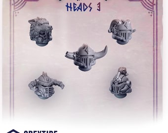 Primal Hounds Heads Set #3 (5 bit pack) | Sculpts by Grey Tide Studio | Wargaming tabletop miniature Kitbash conversion Bitz