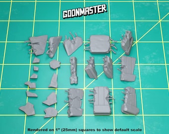Base Bits - Rubble #2 Concrete/Building (22 bit pack) | Sculpts by GoonMaster | 32mm Scale | Sci-Fi tabletop miniature Kitbash Base Bitz