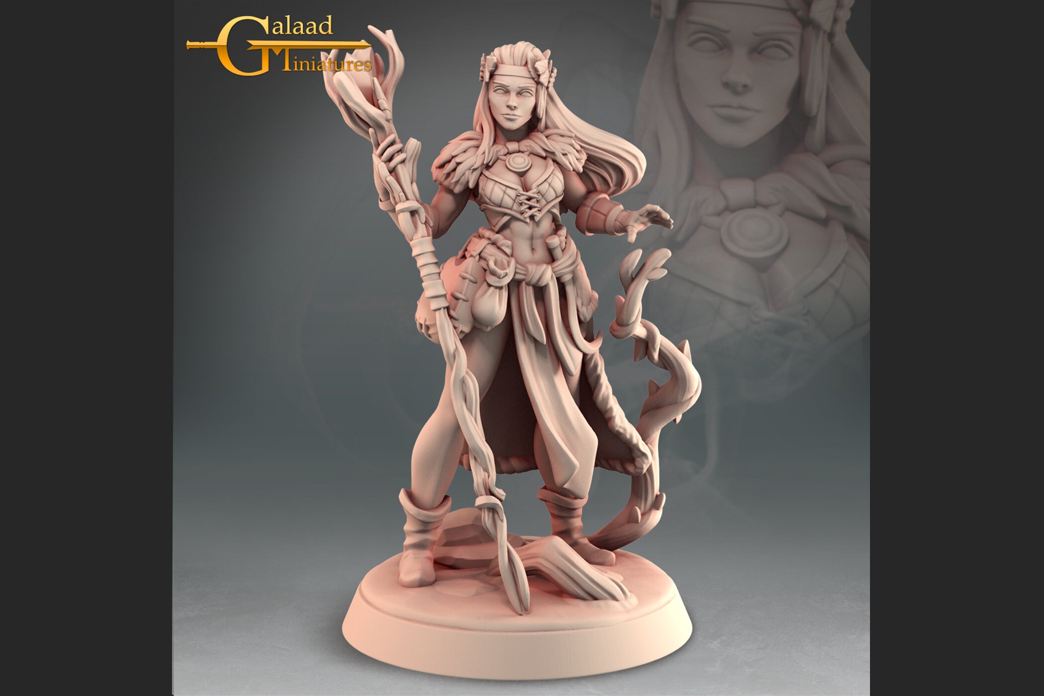 Human Druid Female | Sculpt by Galaad Miniatures | Tabletop/RPG Minia…
