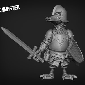 Duck Knight #4 miniature (With Helmet, Chainmail or Without) | Sculpt by GoonMaster | Fantasy tabletop RPG miniature
