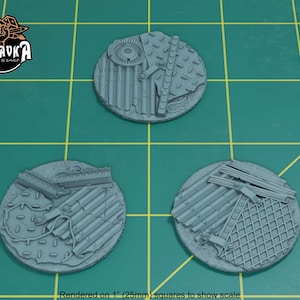 Ork Scrapyard Toppers for 40mm Plastic Bases (Set of 3) | Sculpts by Zabavka Workshop | Tabletop/RPG/Wargaming Miniature Bases/Basing