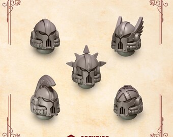 Crimson Lords Heads Set #4 (5 bit pack) | Sculpts by Grey Tide Studio | Wargaming tabletop miniature Kitbash conversion Bitz