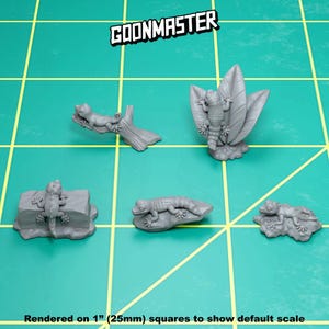 Base Bits - Lizards (5 bit pack) | Sculpts by GoonMaster | 32mm Scale | Sci-Fi tabletop RPG miniature Kitbash Basing Bitz Pack