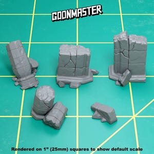 Base Bits - Building Ruins (5 bit pack) | Sculpts by GoonMaster | 32mm Scale | Sci-Fi & Fantasy tabletop miniature Kitbash Base Bitz