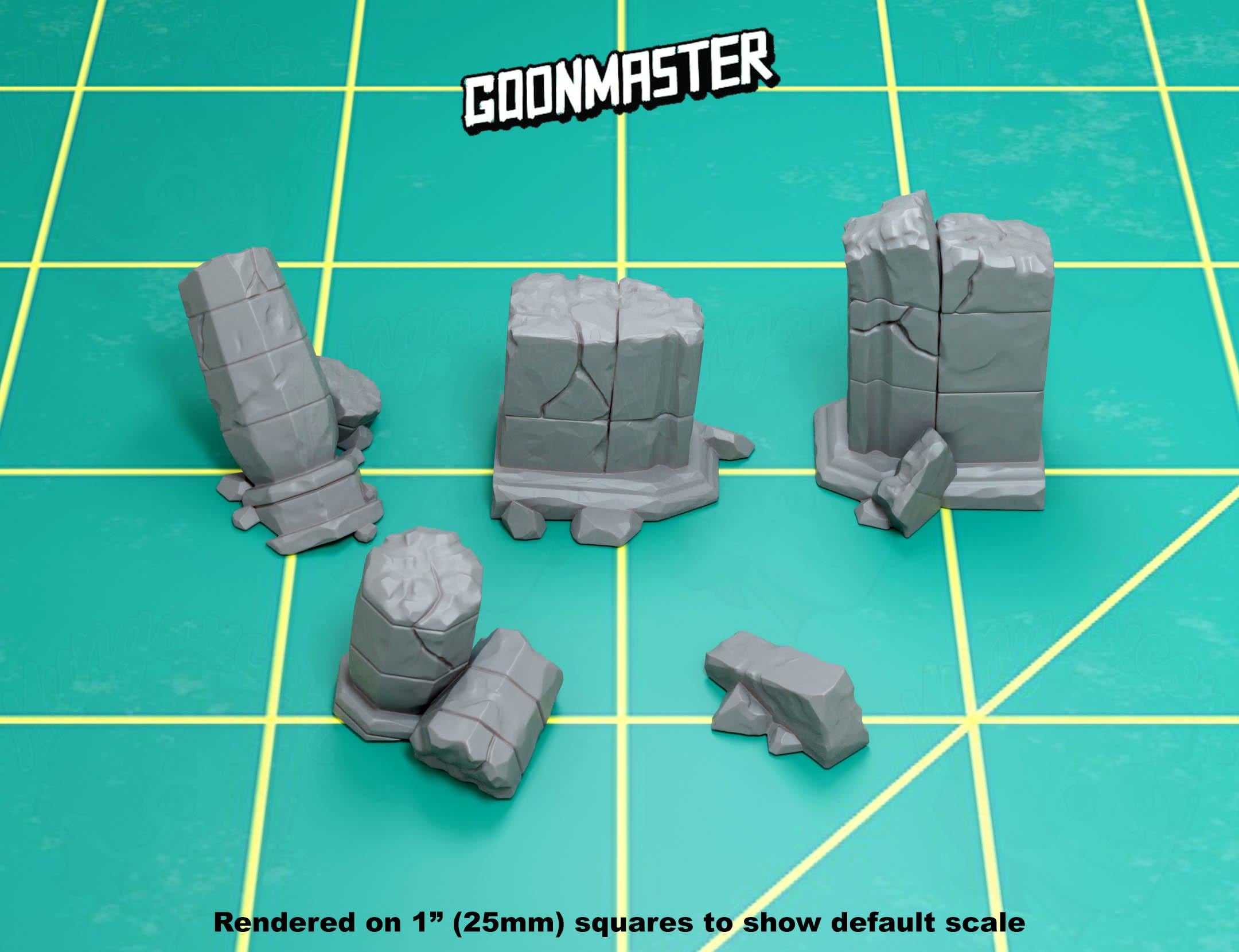 Base Bits - Building Ruins (5 bit pack) | Sculpts by GoonMaster | 32mm Scale | Sci-Fi & Fantasy tabletop miniature Kitbash Base Bitz