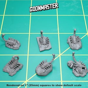 Base Bits - Scorpions (6 bit pack) | Sculpts by GoonMaster | 32mm Scale | Sci-Fi tabletop RPG miniature Kitbash Basing Bit Pack