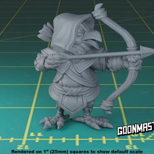 Crow Ranger miniature with Bow | Sculpt by GoonMaster | Tabletop/RPG Miniature | Fantasy tabletop RPG miniature