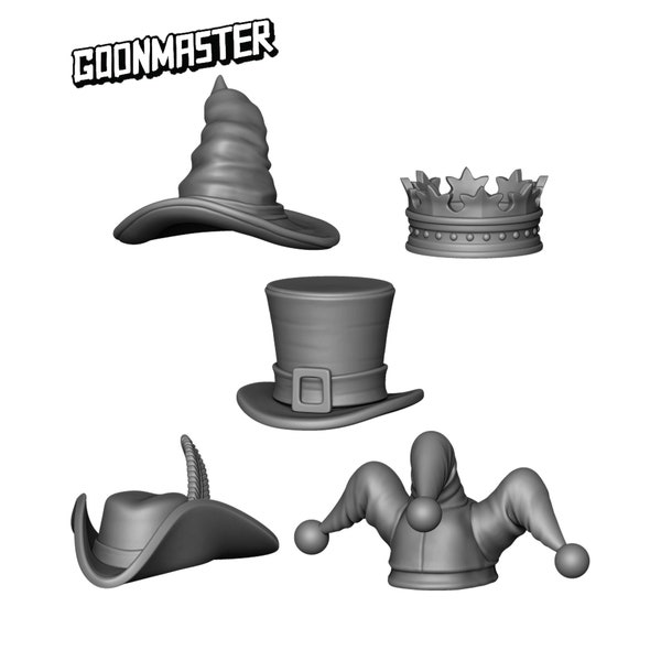 Base Bits - Hats (5 bit pack) | Sculpts by GoonMaster | Sci-Fi & Fantasy tabletop miniature Kitbash Base Bits