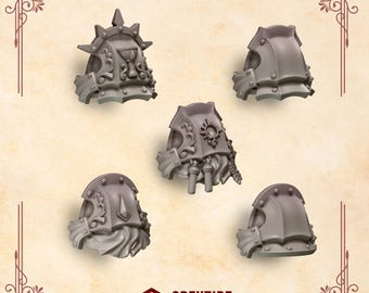 Crimson Lords Shoulders Set #3 (5 bit pack) | Sculpts by Grey Tide Studio | Wargaming tabletop miniature Kitbash conversion Bitz
