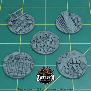 Ruined Gothic Castle Toppers for 32mm Plastic Bases (Set of 5) | Sculpts by Zabavka Workshop | Tabletop/RPG/Wargaming Miniature Bases/Basing
