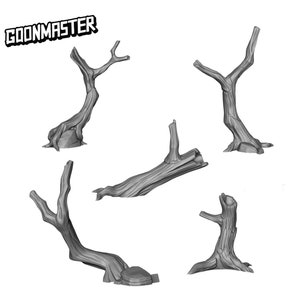 Base Bits - Dead Trees (5 Bit Pack) | Sculpts by GoonMaster | Sci-Fi & Fantasy tabletop miniature Kitbash Base Bits