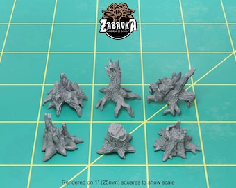Tree Stumps (6 bit pack) | Sculpts by Zabavka Workshop | 28mm scale | Sci-Fi & Fantasy tabletop miniature Kitbash Base Bitz