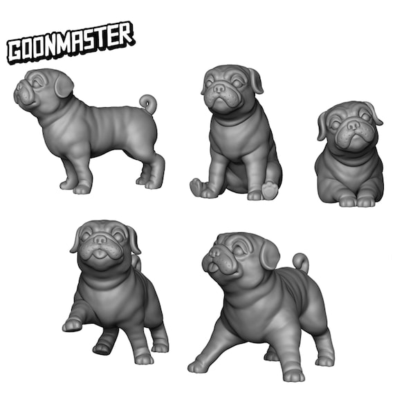 Base Bits - Pugs (5 bit pack) | Sculpts by GoonMaster | Sci-Fi tabletop RPG miniature Kitbash Basing Bit Pack