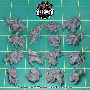 Blood and Death (15 bit pack) | Sculpts by Zabavka Workshop | 28mm scale | Sci-Fi & Fantasy tabletop miniature Kitbash Base Bitz