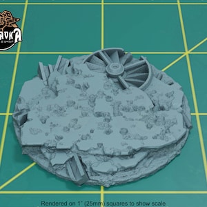 Ruined Industrial Factory Topper for 50mm Plastic Base | Sculpts by Zabavka Workshop | Tabletop/RPG/Wargaming Miniature Bases/Basing