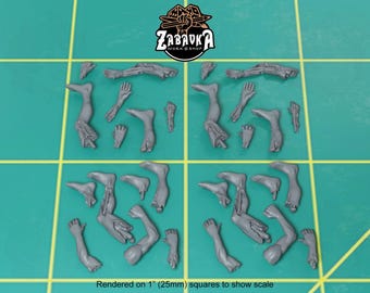 Torn off Limbs and Body Parts (28 bit pack) | 28mm scale | Sci-Fi & Fantasy tabletop miniature Kitbash Base Bitz