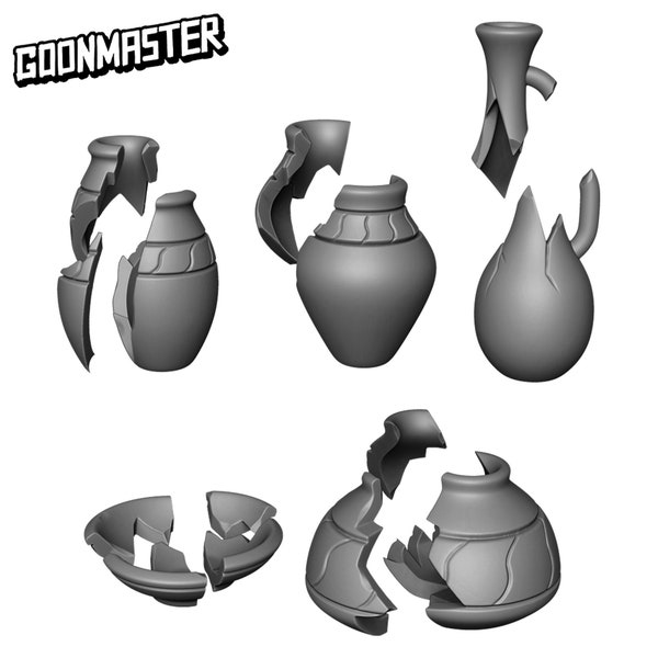 Base Bits - Broken Pottery (15 Bit Pack) | Sculpts by GoonMaster | Sci-Fi & Fantasy tabletop miniature Kitbash Base Bits