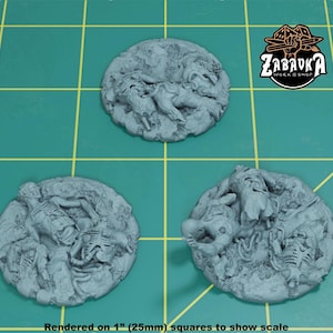 Blood & Death Toppers for 40mm Plastic Bases (Set of 3) | Sculpts by Zabavka Workshop | Tabletop/RPG/Wargaming Miniature Bases/Basing