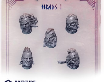 Primal Hounds Heads Set #1 (5 bit pack) | Sculpts by Grey Tide Studio | Wargaming tabletop miniature Kitbash conversion Bitz