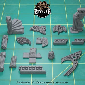 Ruined Gothic Temple (15 pack) | Sculpts by Zabavka Workshop | 28mm scale | Sci-Fi & Fantasy tabletop miniature Kitbash Basing