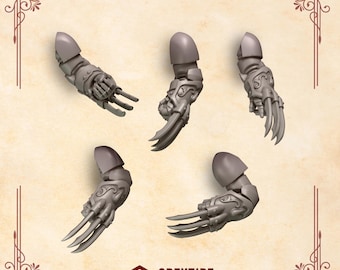 Crimson Lords Claws Set #1 (5 bit pack) | Sculpts by Grey Tide Studio | Wargaming tabletop miniature Kitbash conversion Bitz
