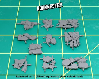Base Bits - Broken Concrete and Rebar (10 bit pack) | Sculpts by GoonMaster | 32mm Scale | Sci-Fi & Fantasy miniature Kitbash Base Bitz