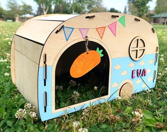 Custom Guinea Pig Hideout/ RV Camper/ Guinea pig shelter house/ Chinchilla hide away/ Guinea pigs playhouse cage with boredom breaker toy