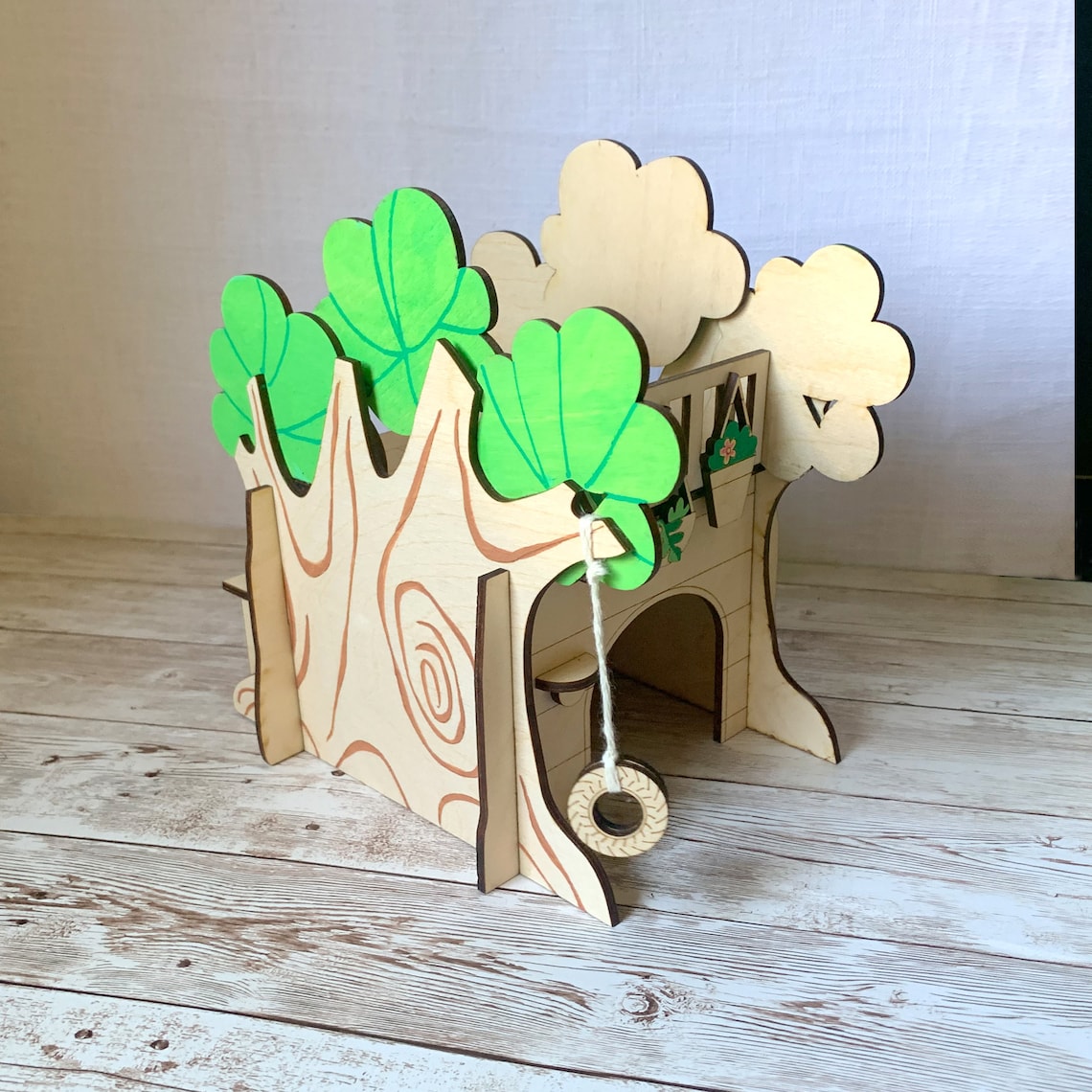 Custom Hamster Hideout/ hamster treehouse with level/ hamster | Etsy - Hamster Playground Ideas With A Hamster Hideout