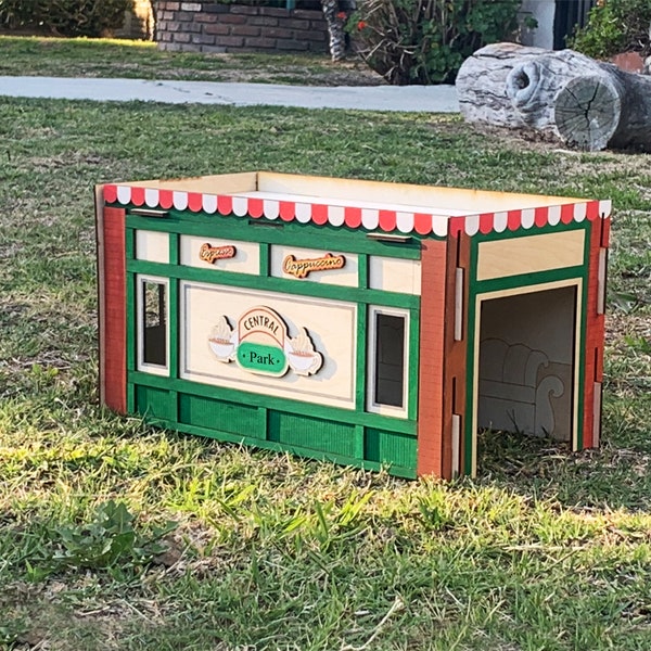 Custom Guinea pig hideaway/ Central park coffee/Guinea pig house/hideout/theme accessories/playground/toys/Christmas gift