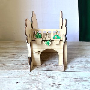 Escondite personalizado para hámster/ casa del árbol para hámster con nivel/ castillo para hámster/ hámster sirio/ accesorio para jaula/ jaula para hámster memorable imagen 5