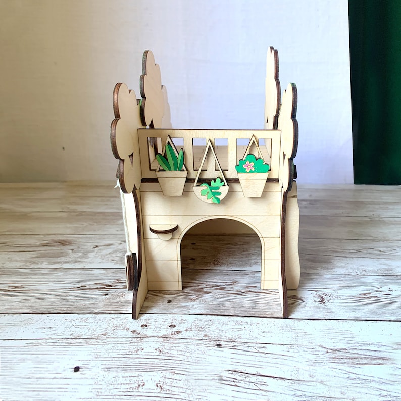 Escondite personalizado para hámster/ casa del árbol para hámster con nivel/ castillo para hámster/ hámster sirio/ accesorio para jaula/ jaula para hámster memorable imagen 5