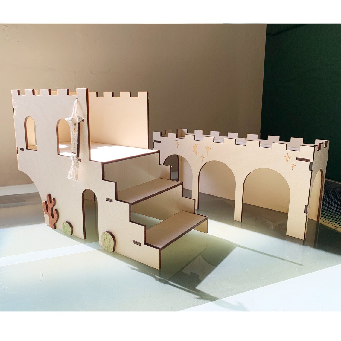 Gallery Detail: Custom 2 Layers Boho Style Hamster Hideout Wild Desert Castle