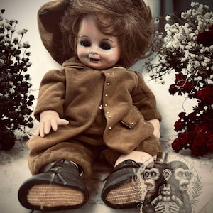 Muñeca embrujada Poppy de 35 cm, de porcelana, con aspecto de zombi, espíritu embrujado, paranormal, espeluznante, poseída, con una rareza positiva, idea de regalo, espécimen sobrenatural 931