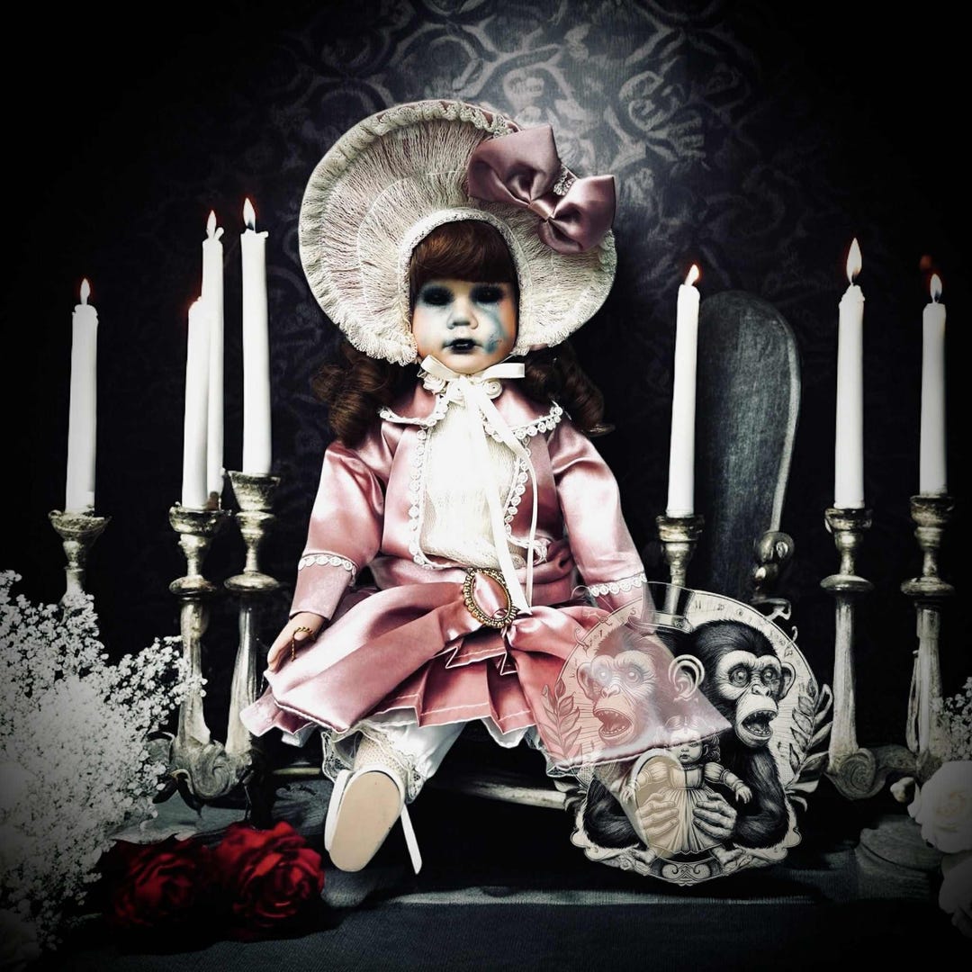 Bambola Ruth da 17 pollici in porcellana, strega, inquietante