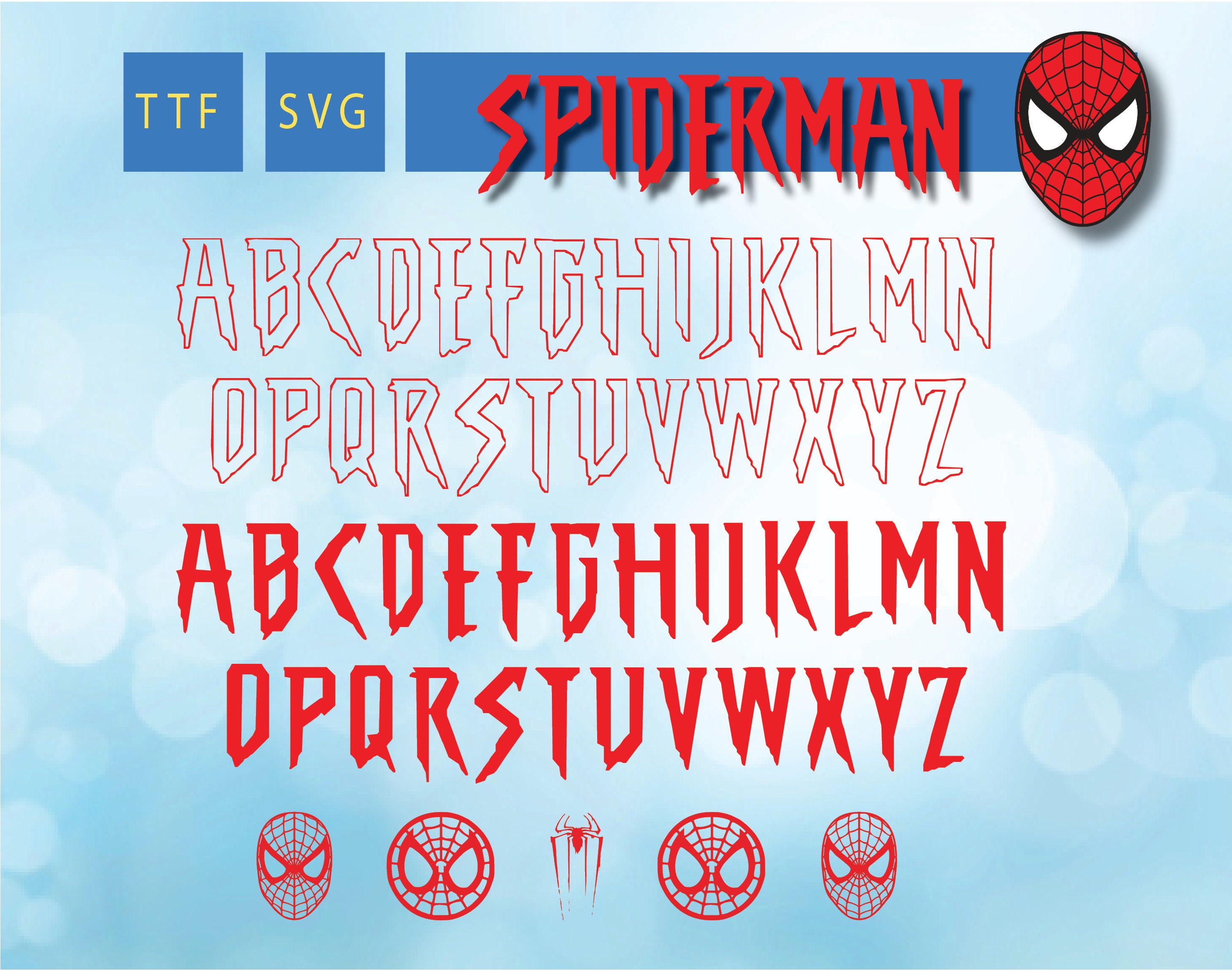 Spiderman Svg CRICUT-CLIPART FILE digital alphabet font svg | Etsy