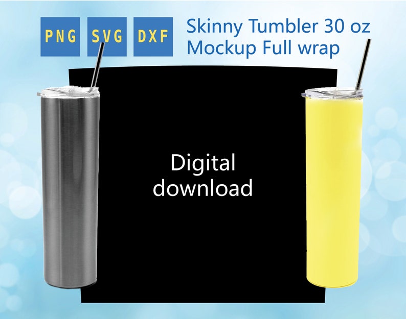 Skinny Template Tumbler 30 oz Full Wrap Mockup DXF SVG PNG | Etsy