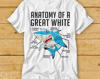 Shark Anatomy Of A Great White T Shirts Vintage Shirt Cool Gift Funny Style Design Limited Top Tee 2425