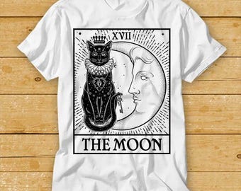 Tarot Card XVII The Moon Egypt Black Cat Best Seller Gift Tee T Shirt 1960