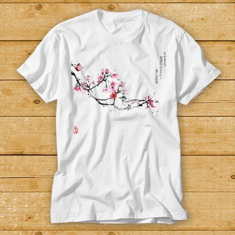 T-shirt Blanc Vintage Style Japon - Taille L Homme - Coton Mixte, Neuf Sans étiquettes