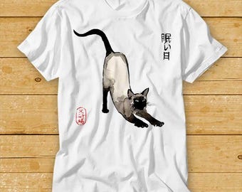 Japanese Siamese Cat Best Seller T Shirt Cult Movie Retro Vintage Top Tee 1984