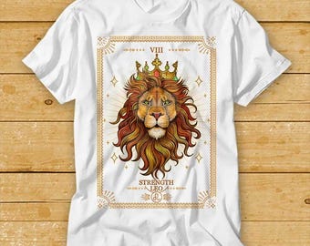 Zodiak Lew Lew Tarot Karta VIII Siła Zabawny Prezent Koszulka T-shirt 1965