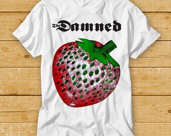 The Damned Strawberries Punk Rock Retro Cool Gift Tee T Shirt Cool Gift Funny Style Design Limited Top Tee 2427
