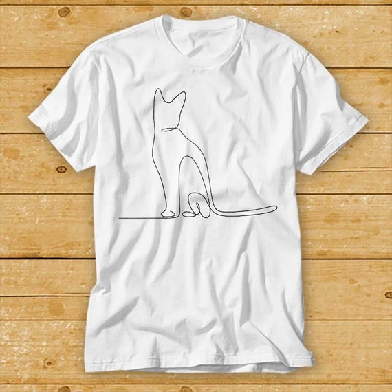 Tシャツ・カットソー [HETHERMENT] cats lovers t-shirts (white) Cat Lovers One Line Drawing T-shirt Kitten Pets Cute Fashion