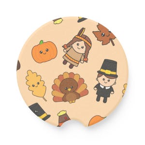 Thanksgiving Set of 2 Soapstone Car Coasters