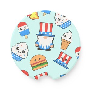 Fourth of July Set of 2 Soapstone Car Coasters