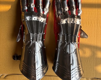 Medieval Late Gothic Gloves Steel Gauntlets Armor Knight Finger SCA LARP Gloves